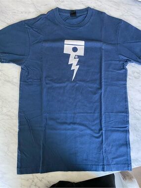 Deus Ex Machina Navy Short Sleeve Tee with White Bolt Logos